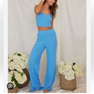 Strut This Lennon flare and Noah bralette Two Piece Lounge Set blue S